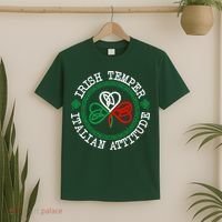 Irish Temper Italian Attitude Shamrock Italy Flag Pattys Day T-Shirt thumb 2