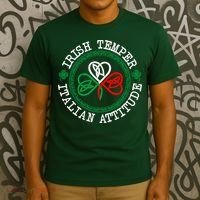 Irish Temper Italian Attitude Shamrock Italy Flag Pattys Day T-Shirt thumb 3
