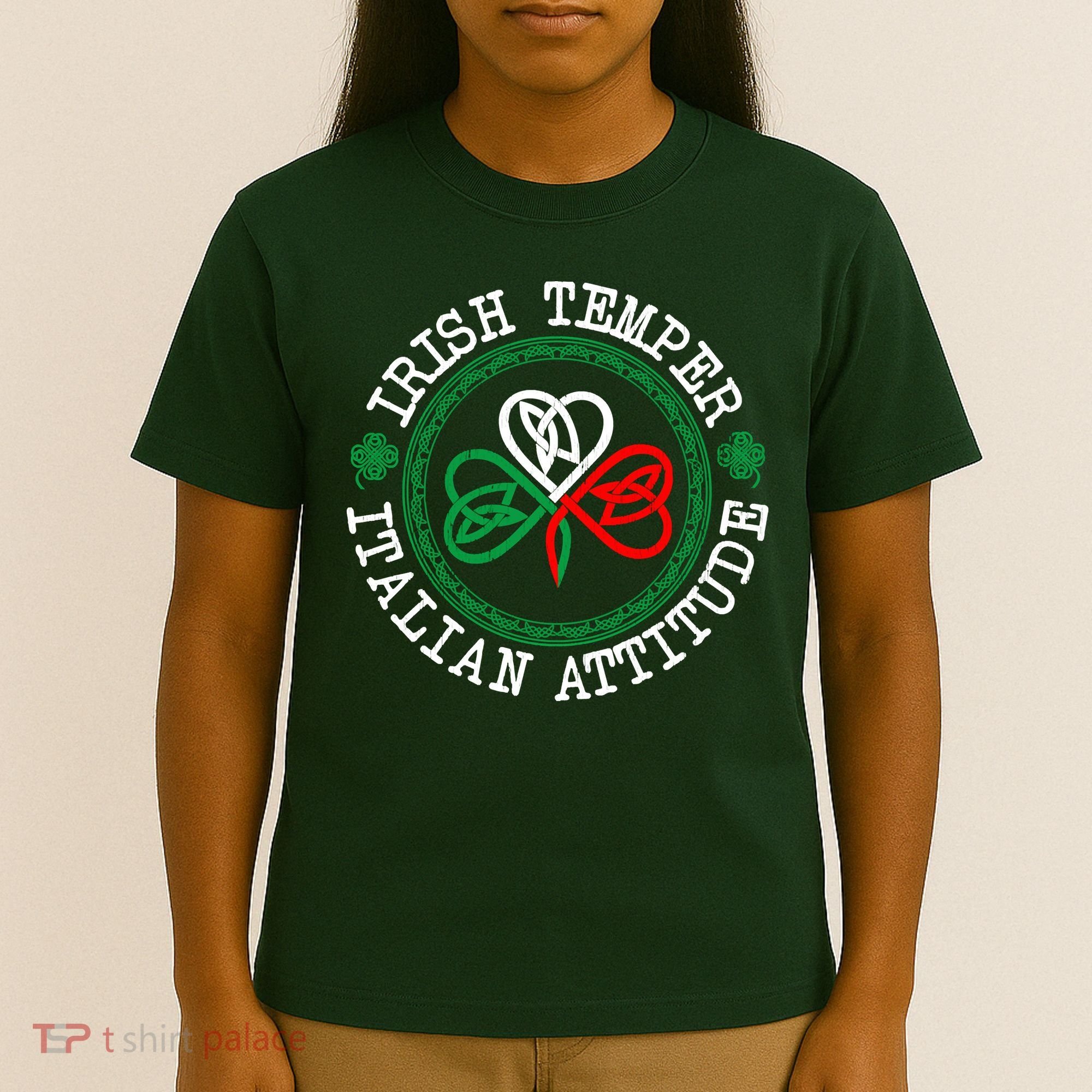 Irish Temper Italian Attitude Shamrock Italy Flag Pattys Day T-Shirt