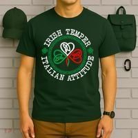 Irish Temper Italian Attitude Shamrock Italy Flag Pattys Day T-Shirt thumb 6