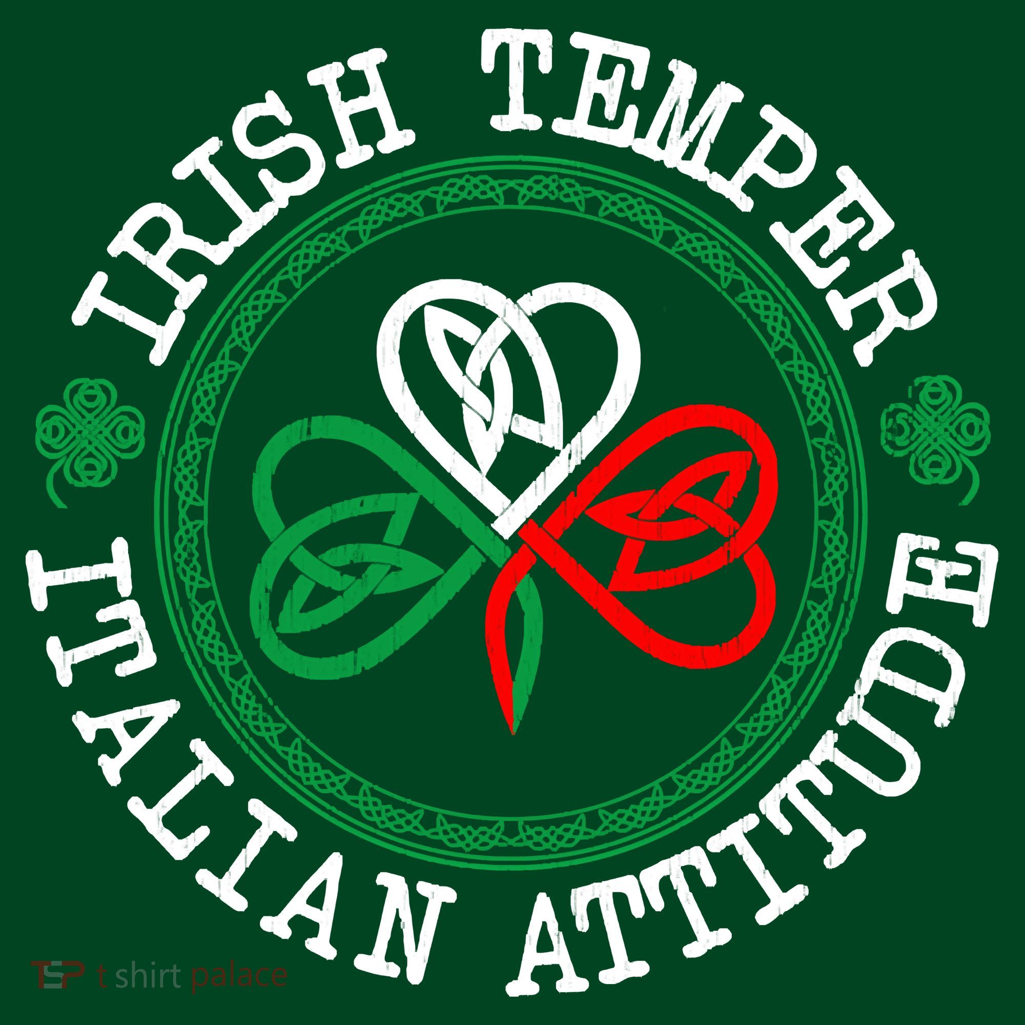 Irish Temper Italian Attitude Shamrock Italy Flag Pattys Day Button