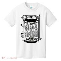 I'm Thinking It's A Beer And Fishing Kinda Weekend Kids T-Shirt thumb 0