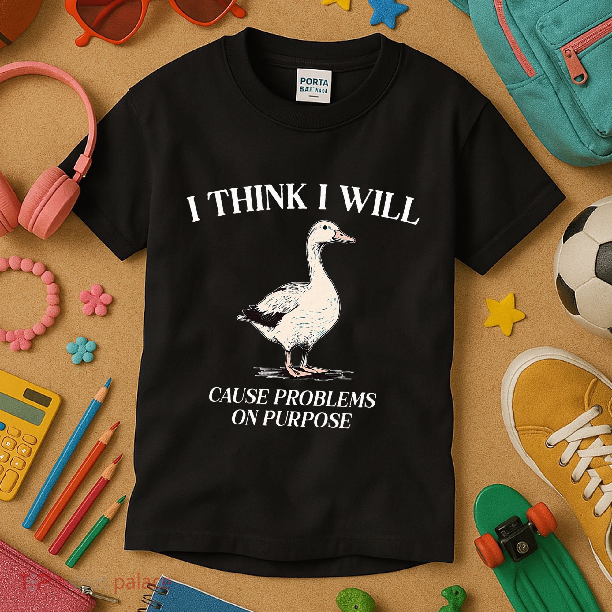 I Think I Will Cause Problems On Purpose Meme Goose Duck Kids T-Shirt