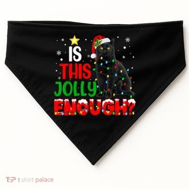 Is This Jolly Enough Funny Cat Xmas Tree USA-Made Doggie Bandana