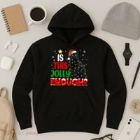 Is This Jolly Enough Funny Cat Xmas Tree Hoodie thumb 3