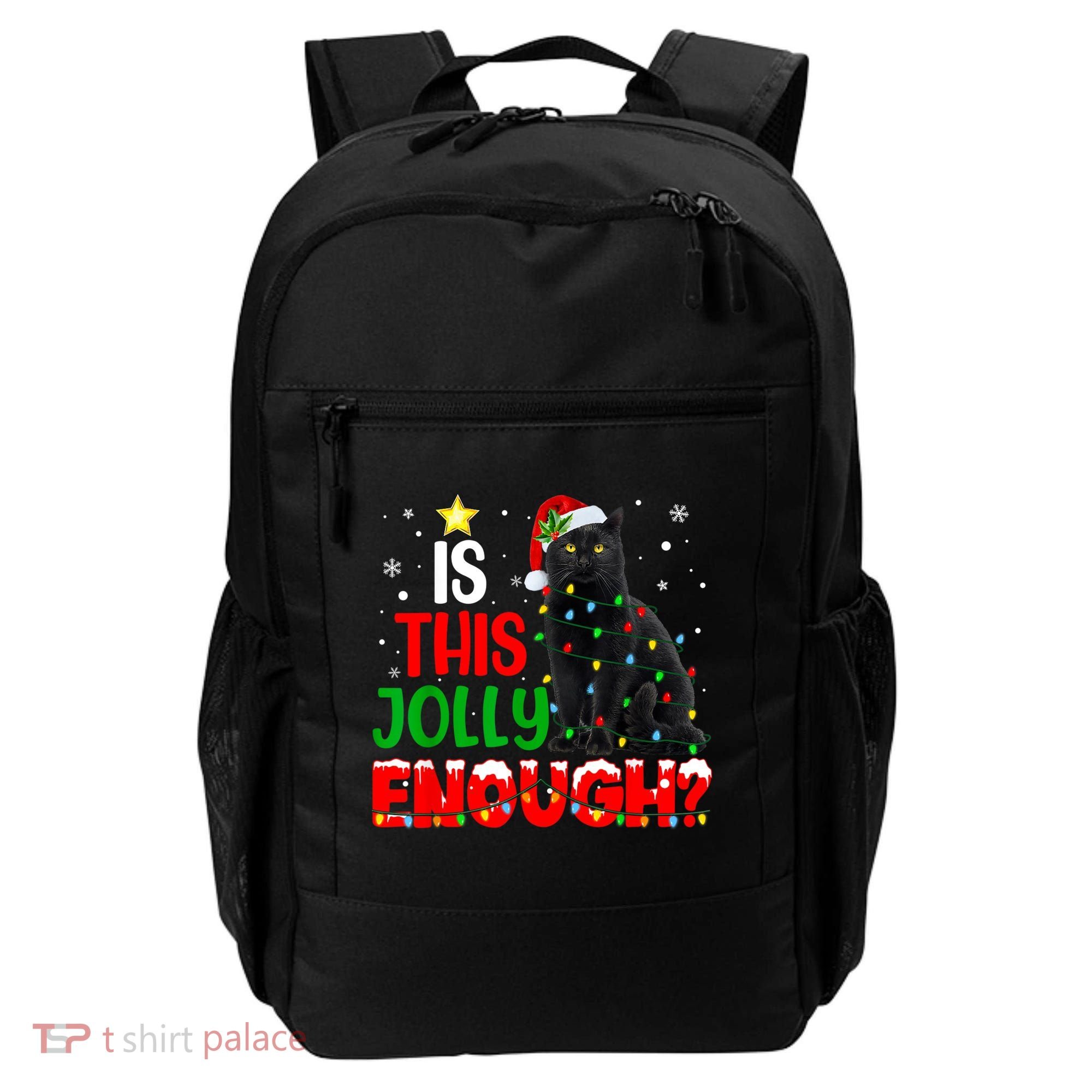 Is This Jolly Enough Funny Cat Xmas Tree Backpack