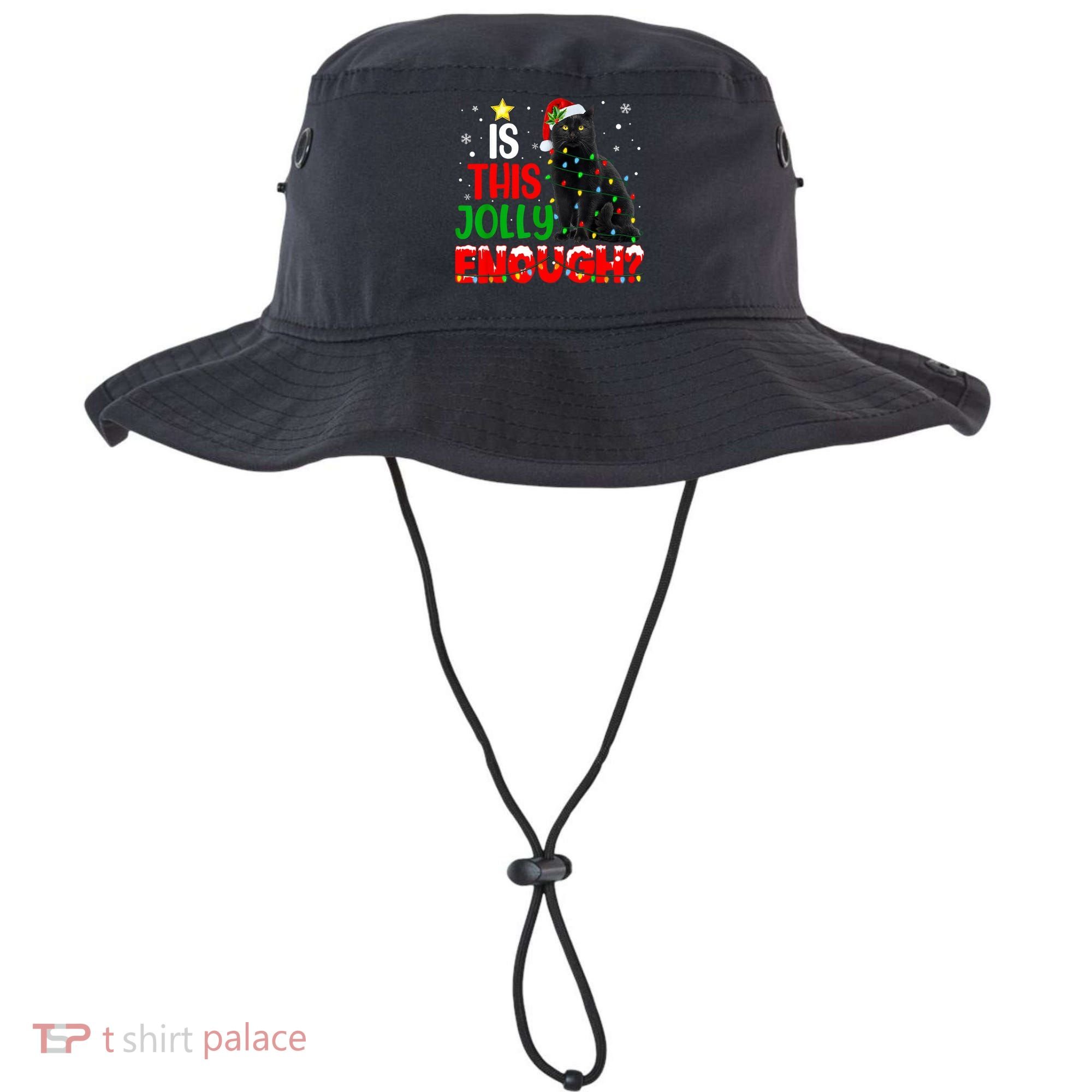 Is This Jolly Enough Funny Cat Xmas Tree Bucket Hat