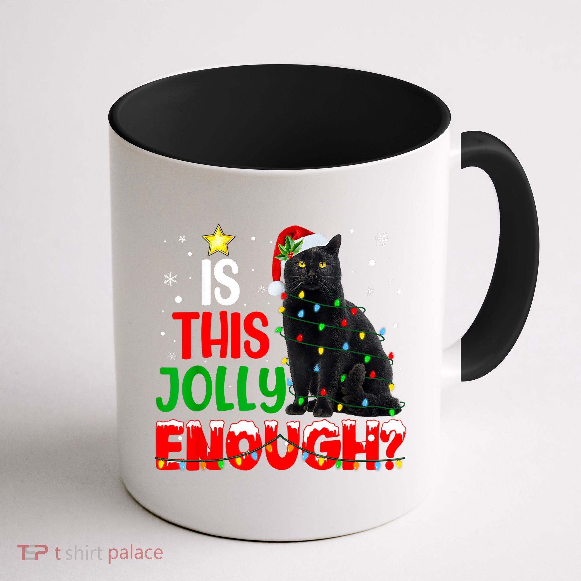 Is This Jolly Enough Funny Cat Xmas Tree Coffee Mug
