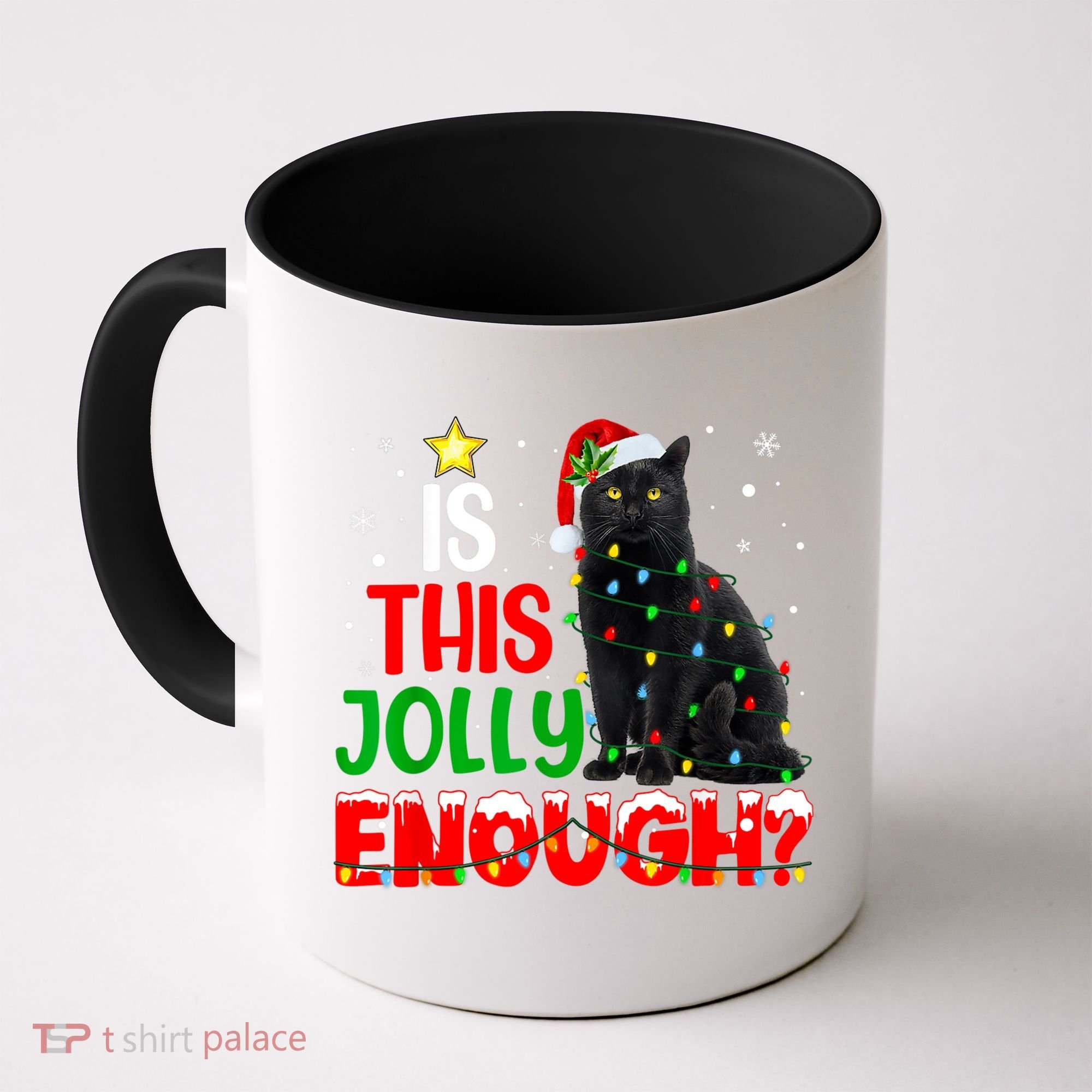 Is This Jolly Enough Funny Cat Xmas Tree Coffee Mug