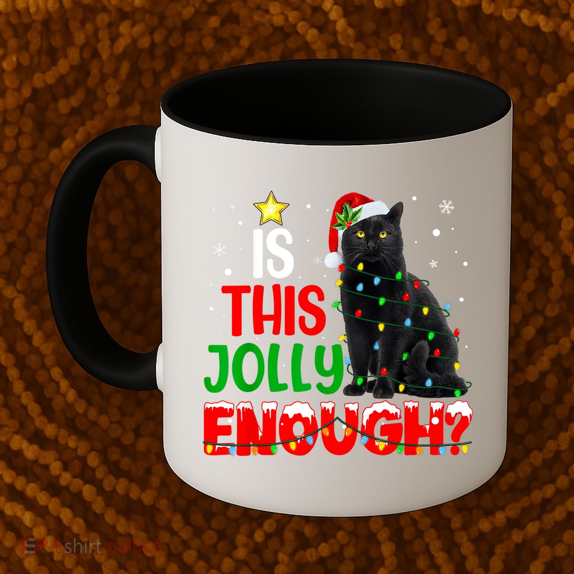 Is This Jolly Enough Funny Cat Xmas Tree Coffee Mug