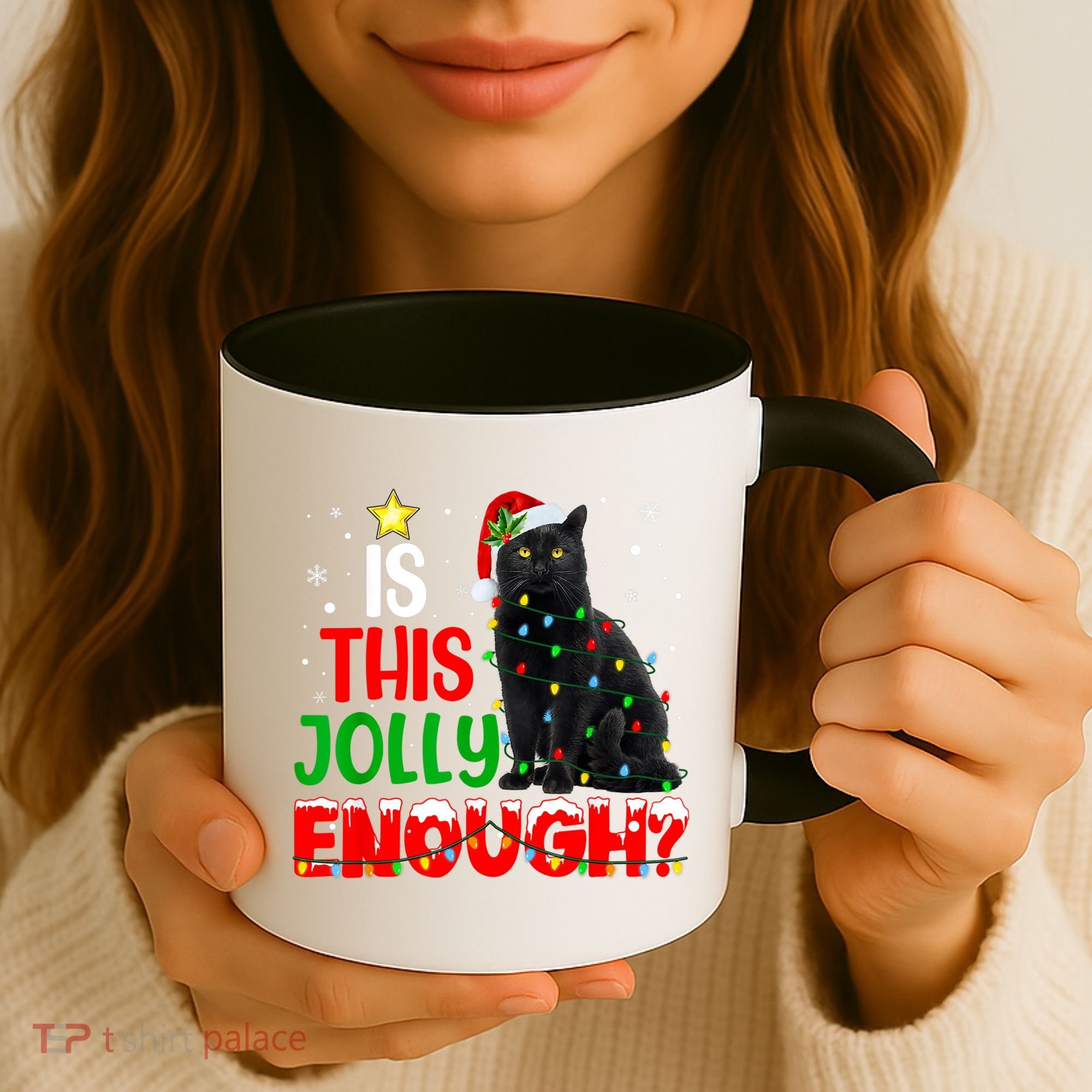 Is This Jolly Enough Funny Cat Xmas Tree Coffee Mug