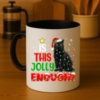 Is This Jolly Enough Funny Cat Xmas Tree Coffee Mug thumb 4
