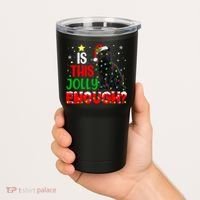 Is This Jolly Enough Funny Cat Xmas Tree Tumbler thumb 2