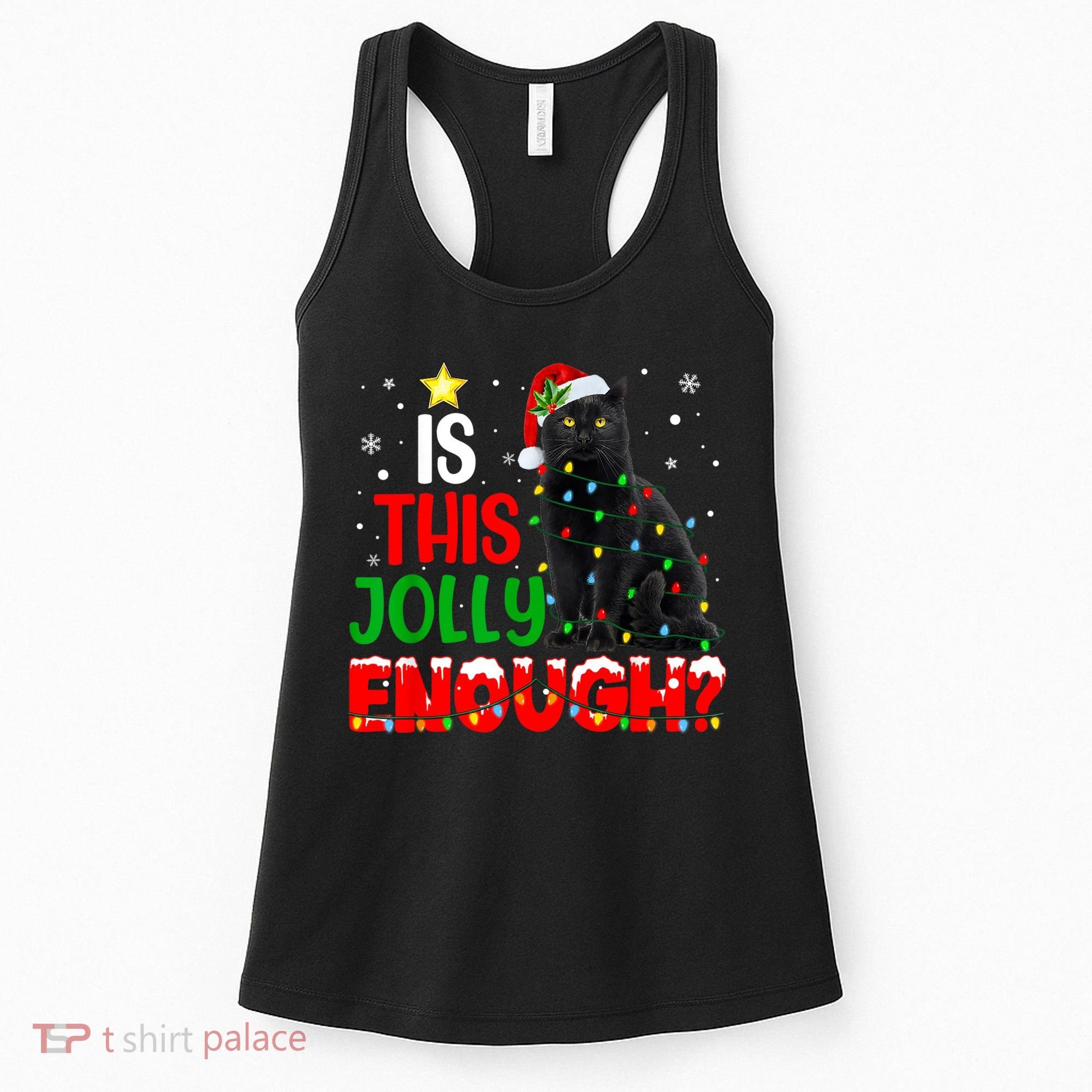 Is This Jolly Enough Funny Cat Xmas Tree Women's Tank Top