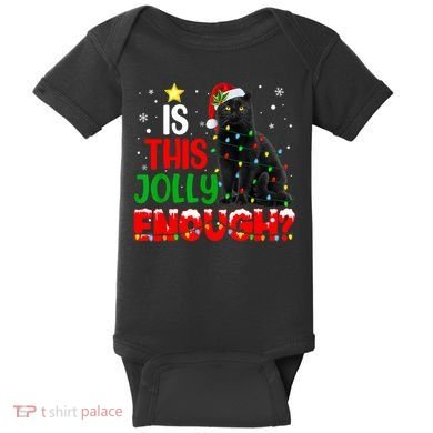 Is This Jolly Enough Funny Cat Xmas Tree Baby Bodysuit