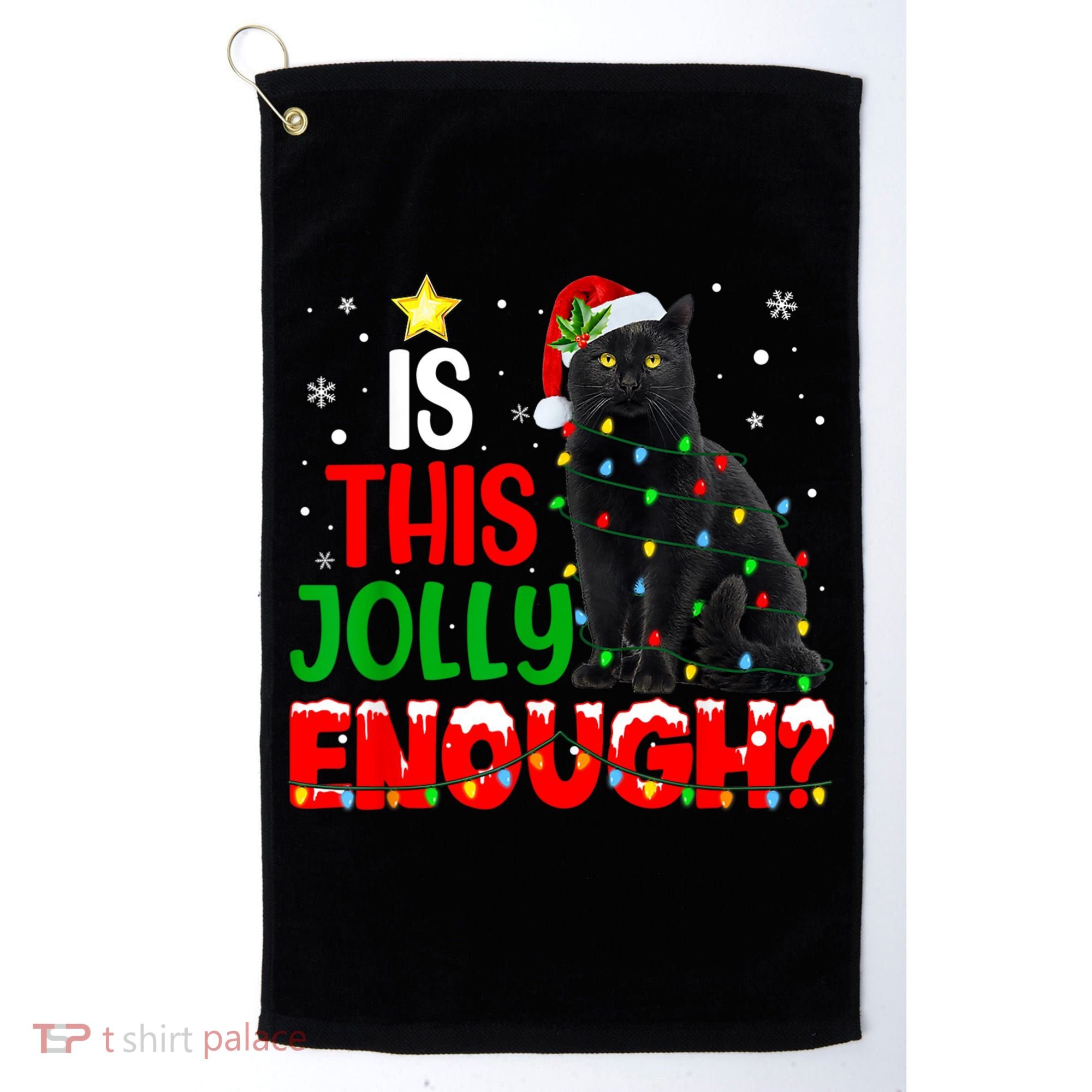 Is This Jolly Enough Funny Cat Xmas Tree Golf Towel