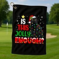 Is This Jolly Enough Funny Cat Xmas Tree Golf Towel thumb 1