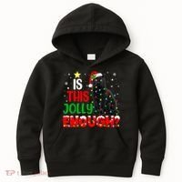 Is This Jolly Enough Funny Cat Xmas Tree Kids Hoodie thumb 0