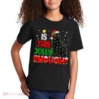 Is This Jolly Enough Funny Cat Xmas Tree Kids T-Shirt thumb 2