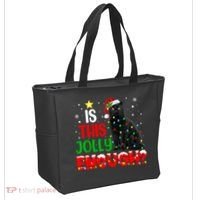 Is This Jolly Enough Funny Cat Xmas Tree Tote Bag thumb 2