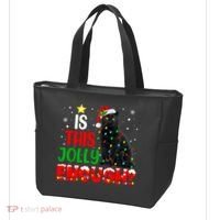 Is This Jolly Enough Funny Cat Xmas Tree Tote Bag thumb 3