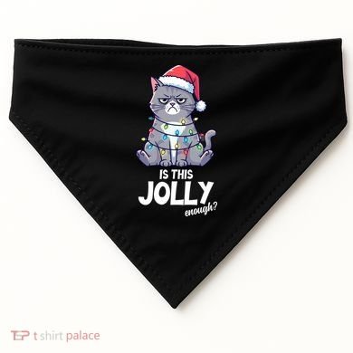 Is This Jolly Enough Christmas Cat Xmas USA-Made Doggie Bandana