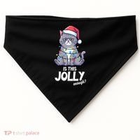 Is This Jolly Enough Christmas Cat Xmas USA-Made Doggie Bandana thumb 0