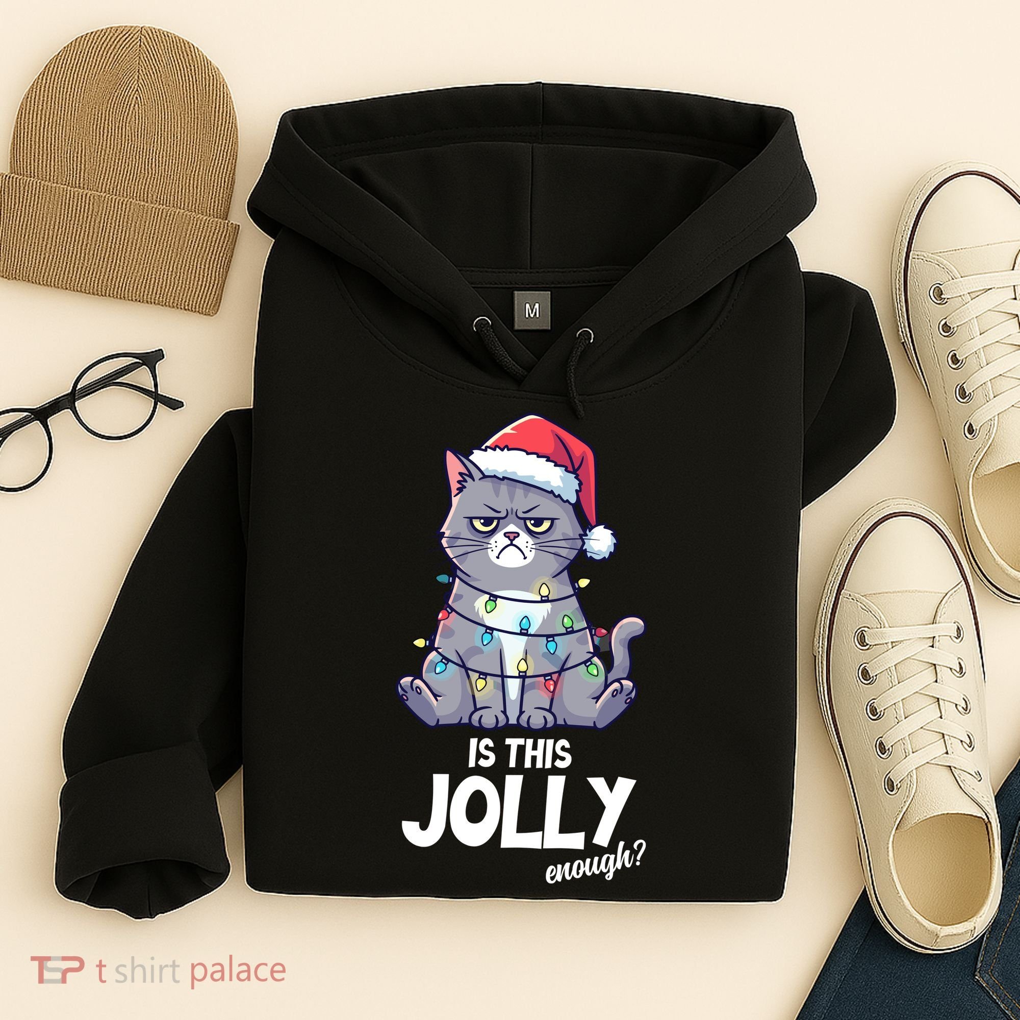 Is This Jolly Enough Christmas Cat Xmas Hoodie