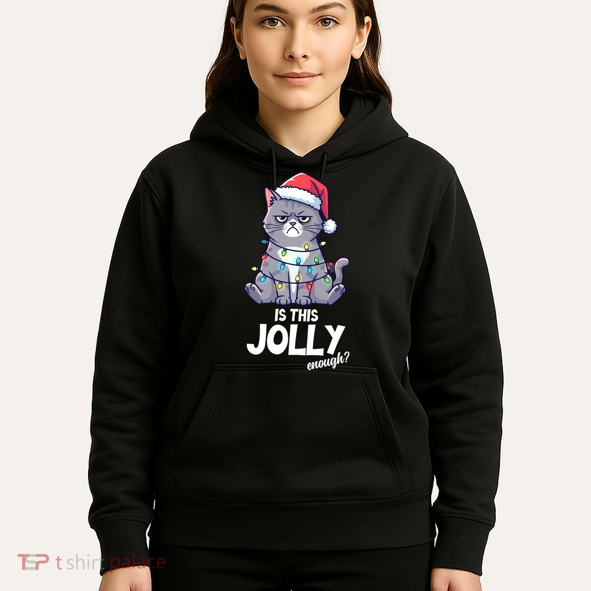 Is This Jolly Enough Christmas Cat Xmas Hoodie