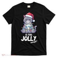 Is This Jolly Enough Christmas Cat Xmas T-Shirt thumb 0