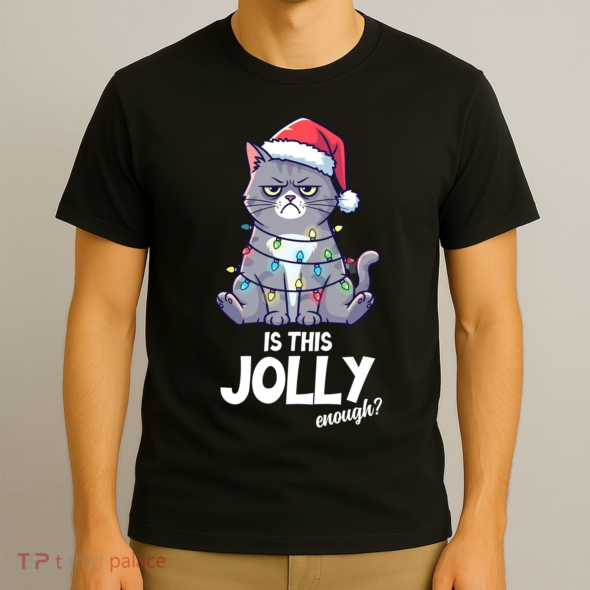 Is This Jolly Enough Christmas Cat Xmas T-Shirt