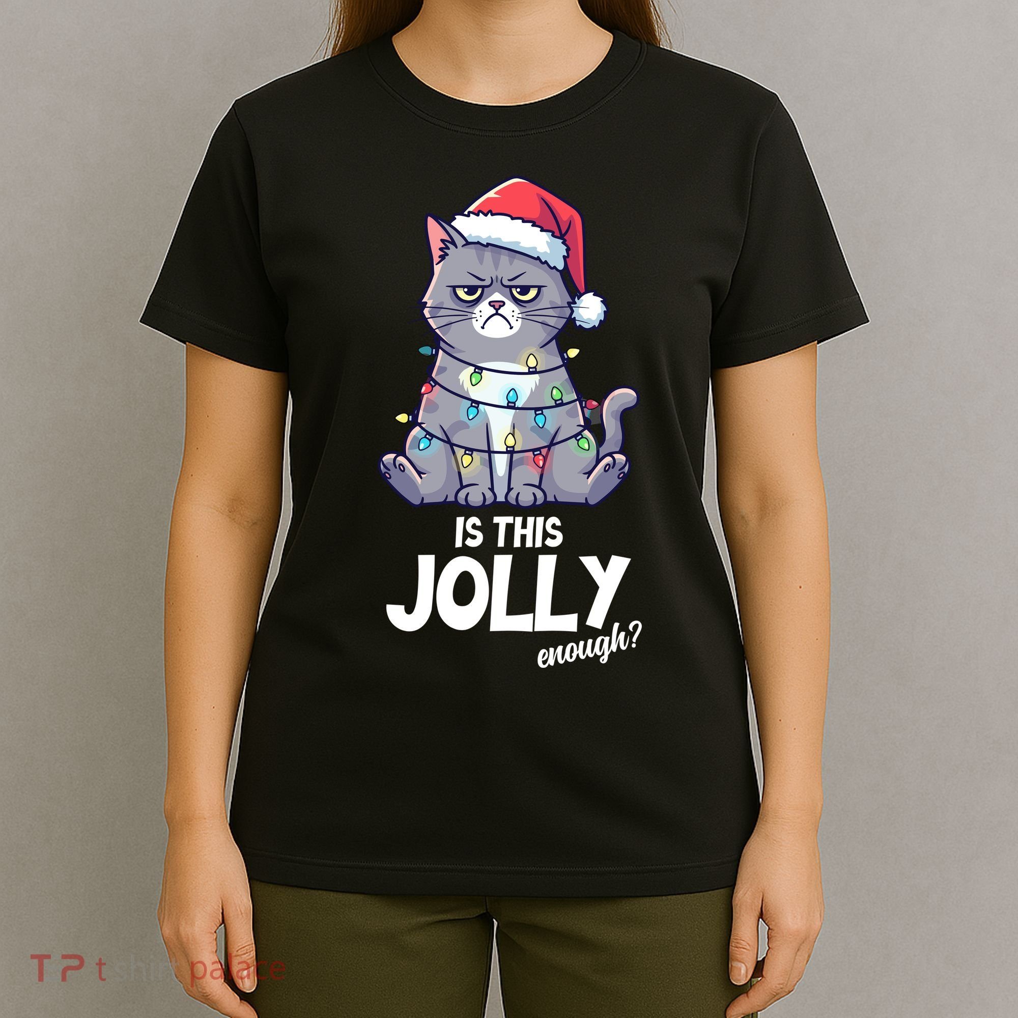 Is This Jolly Enough Christmas Cat Xmas T-Shirt