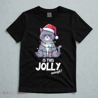 Is This Jolly Enough Christmas Cat Xmas T-Shirt thumb 5