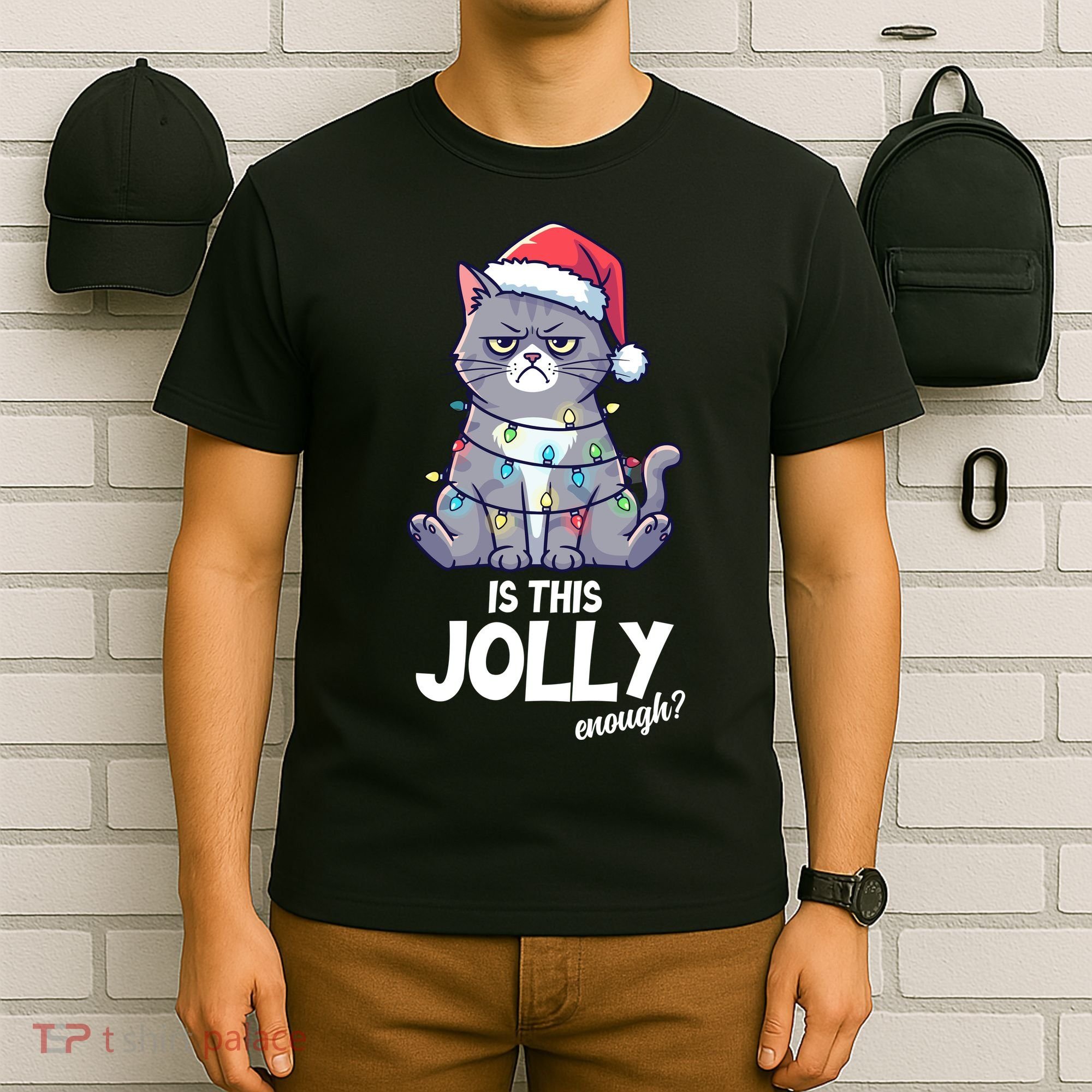 Is This Jolly Enough Christmas Cat Xmas T-Shirt