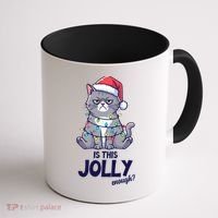 Is This Jolly Enough Christmas Cat Xmas Coffee Mug thumb 1