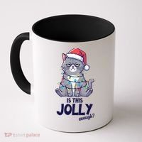 Is This Jolly Enough Christmas Cat Xmas Coffee Mug thumb 0