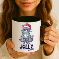 Is This Jolly Enough Christmas Cat Xmas Coffee Mug thumb 3