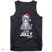 Is This Jolly Enough Christmas Cat Xmas Tank Top thumb 0