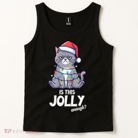 Is This Jolly Enough Christmas Cat Xmas Tank Top thumb 2