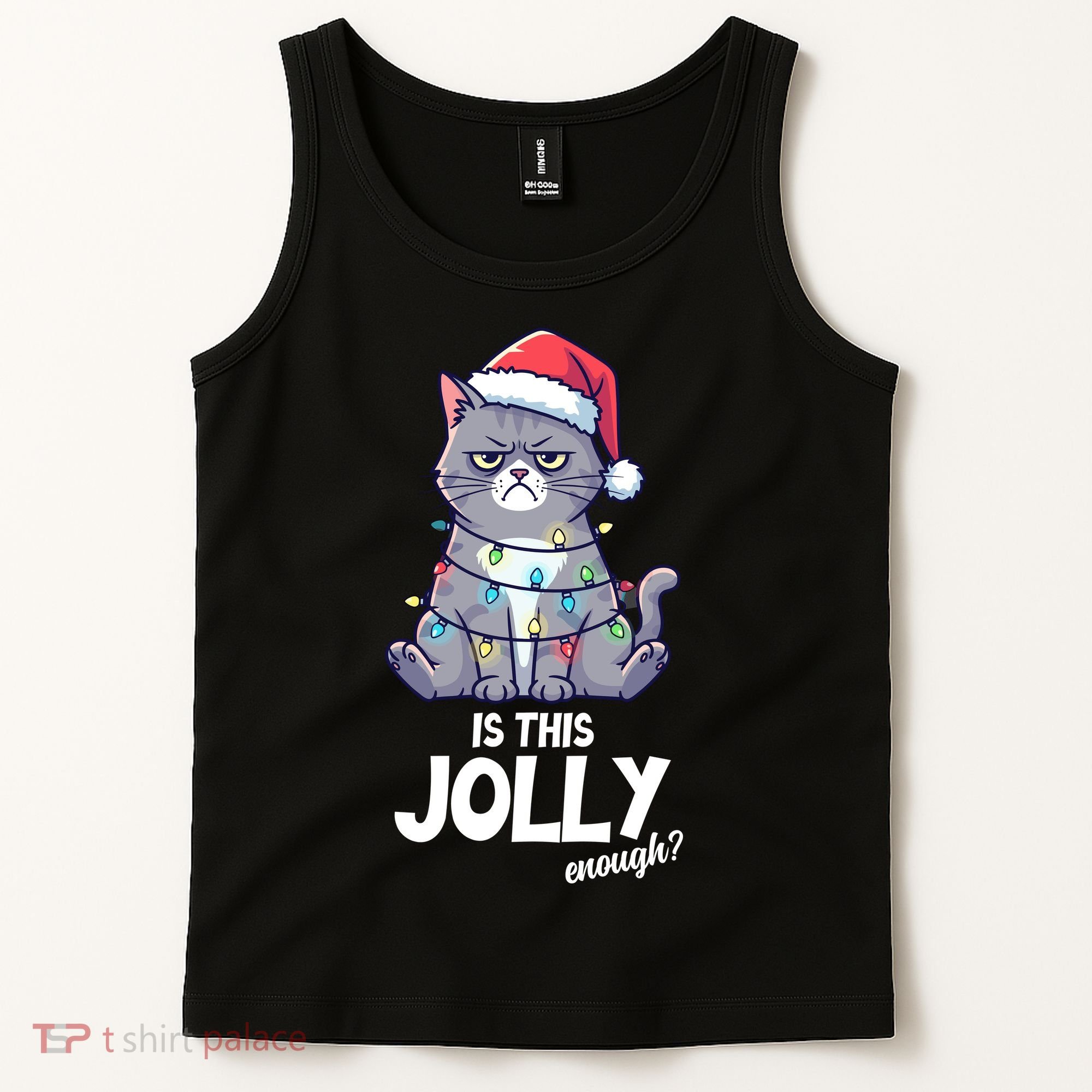 Is This Jolly Enough Christmas Cat Xmas Tank Top