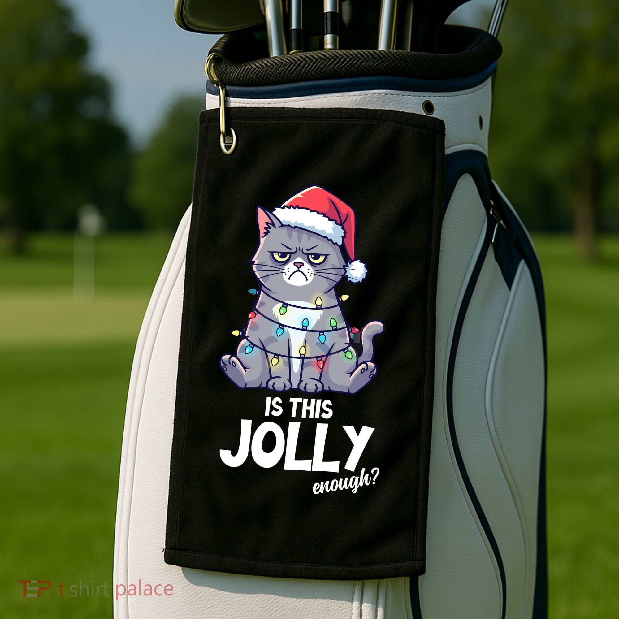 Is This Jolly Enough Christmas Cat Xmas Golf Towel