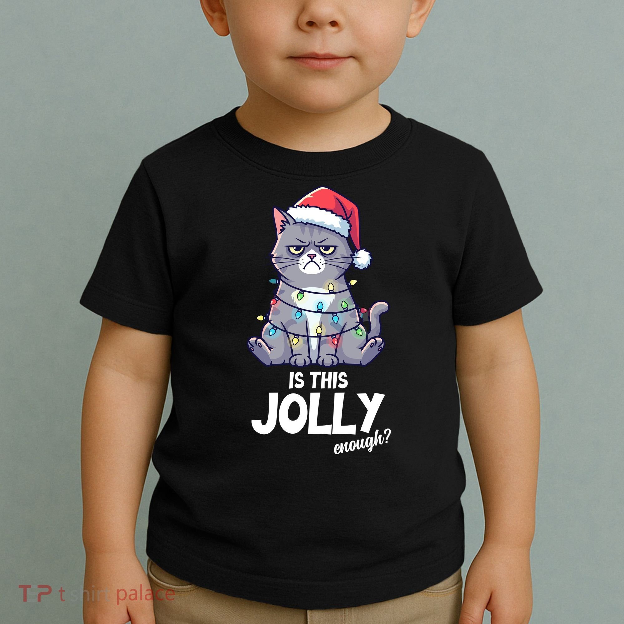 Is This Jolly Enough Christmas Cat Xmas Toddler T-Shirt