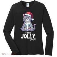 Is This Jolly Enough Christmas Cat Xmas Women's Long Sleeve Shirt thumb 0