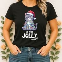 Is This Jolly Enough Christmas Cat Xmas Women's T-Shirt thumb 2