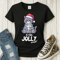 Is This Jolly Enough Christmas Cat Xmas Women's T-Shirt thumb 3