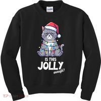 Is This Jolly Enough Christmas Cat Xmas Kids Sweatshirt thumb 0