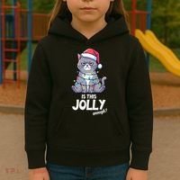 Is This Jolly Enough Christmas Cat Xmas Kids Hoodie thumb 3