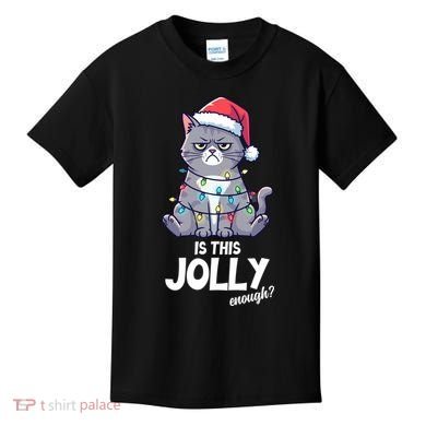 Is This Jolly Enough Christmas Cat Xmas Kids T-Shirt