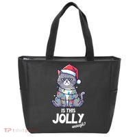 Is This Jolly Enough Christmas Cat Xmas Tote Bag thumb 0
