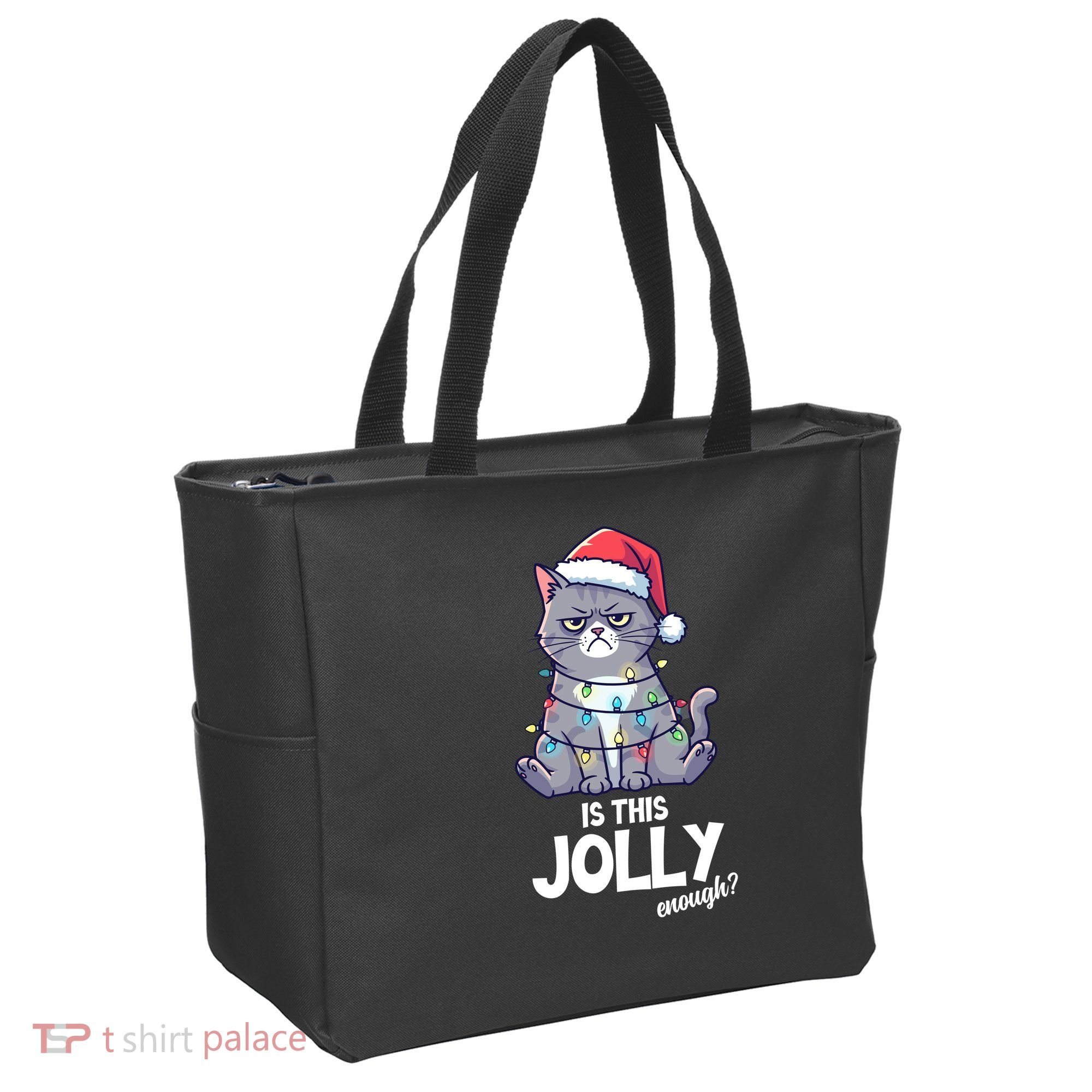 Is This Jolly Enough Christmas Cat Xmas Tote Bag